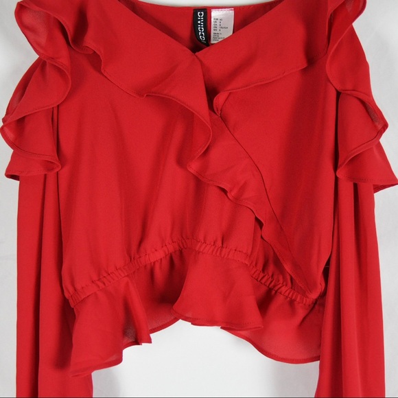 Divided Red Off the Shoulder Ruffle Top - Picture 4 of 9